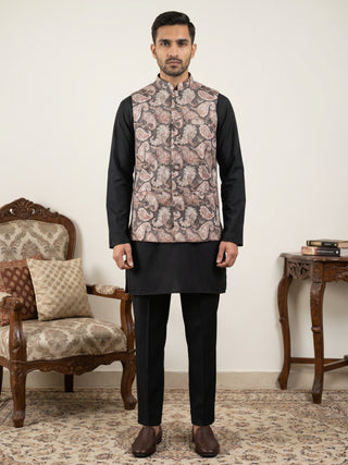 Men Embroidered Ethnic Nehru Jacket with Kurta & Pyjama Set