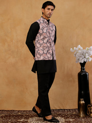 Men Embroidered Ethnic Nehru Jacket with Kurta & Pyjama Set