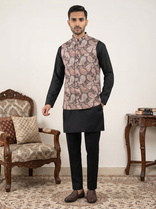Men Embroidered Ethnic Nehru Jacket with Kurta & Pyjama Set