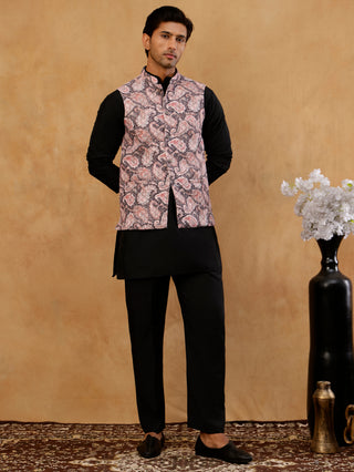 Men Embroidered Ethnic Nehru Jacket with Kurta & Pyjama Set