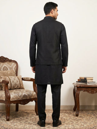 Men's Designer Sequins Nehru Jacket with Kurta Pyjama