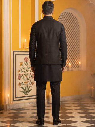 Embroidered Nehru Jacket With Kurta Pyjama Set