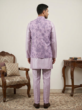Printed Cotton Blend Nehru Jacket with Kurta & Pyjama Set
