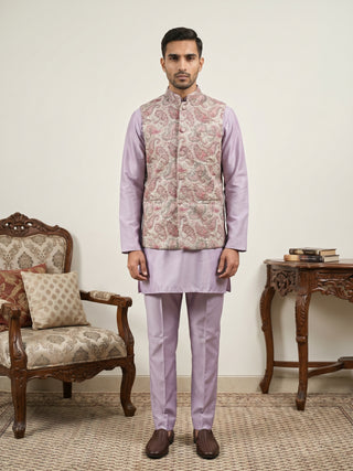 Men Embroidered Ethnic Nehru Jacket with Kurta & Pyjama Set