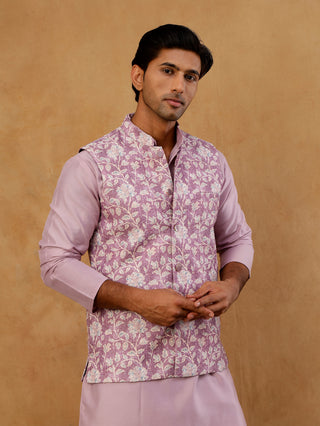 Men Embroidered Ethnic Nehru Jacket with Kurta & Pyjama Set