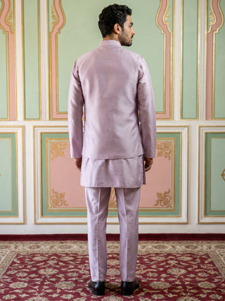 Men's Designer Sequins Nehru Jacket with Kurta Pyjama