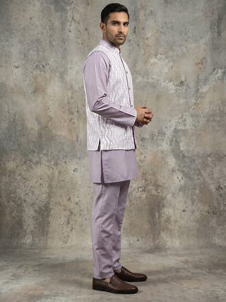 Men Woven Nehru Jacket With Kurta Set