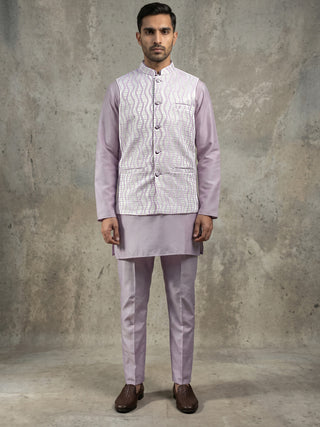 Men Woven Nehru Jacket With Kurta Set