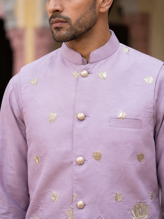 Embroidered Nehru Jacket With Kurta Pyjama Set