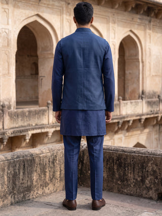 Embroidered Nehru Jacket With Kurta Pyjama Set