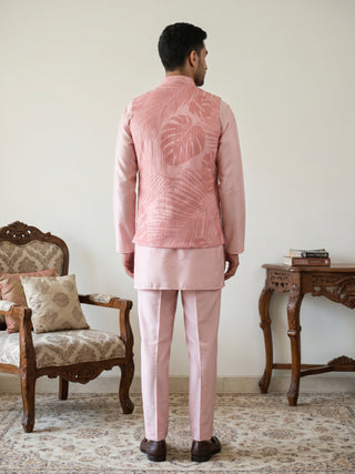Men Printed Cotton Blend Nehru Jacket with Kurta Set
