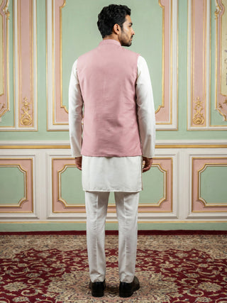 Men's Designer Sequins Nehru Jacket with Kurta Pyjama