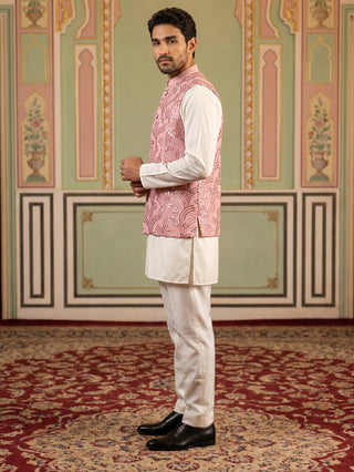 Men's Designer Sequins Nehru Jacket with Kurta Pyjama