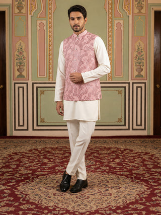 Men's Designer Sequins Nehru Jacket with Kurta Pyjama