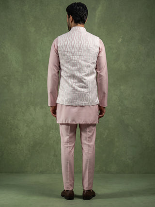 Men Woven Nehru Jacket With Kurta Set