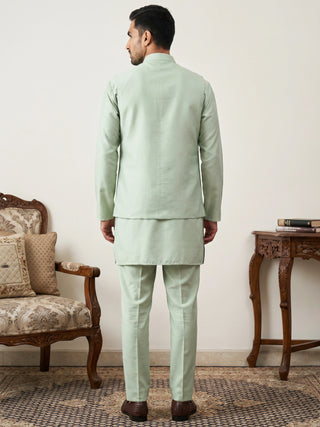 Men's Designer Sequins Nehru Jacket with Kurta Pyjama