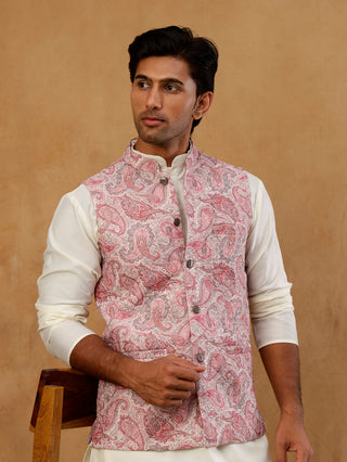 Men Embroidered Ethnic Nehru Jacket with Kurta & Pyjama Set