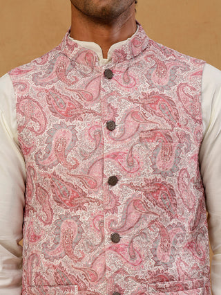 Men Embroidered Ethnic Nehru Jacket with Kurta & Pyjama Set