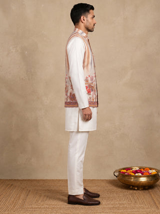 Silk Embroidered Nehru Jacket with Kurta Set