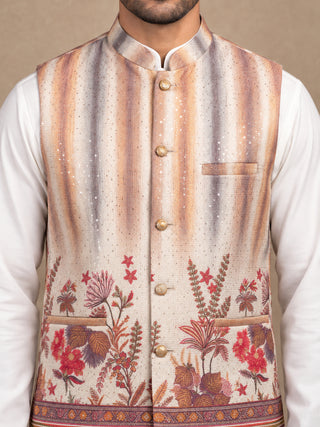 Silk Embroidered Nehru Jacket with Kurta Set