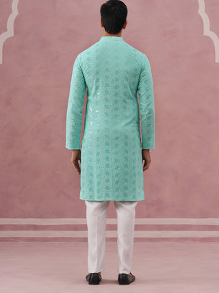 Sequin-Embellished Rayon Embroidered Kurta Pyjama