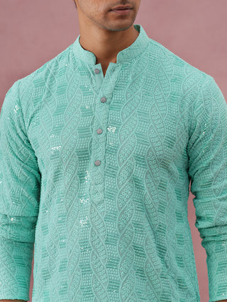 Sequin-Embellished Rayon Embroidered Kurta Pyjama