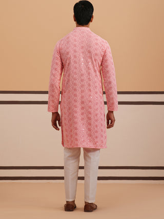 Sequin-Embellished Rayon Embroidered Kurta Pyjama