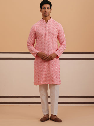 Sequin-Embellished Rayon Embroidered Kurta Pyjama