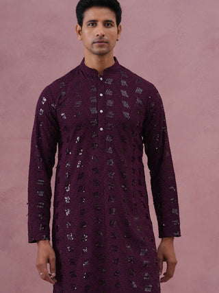 Sequin-Embellished Rayon Embroidered Kurta Pyjama