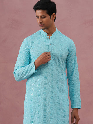 Sequin-Embellished Rayon Embroidered Kurta Pyjama