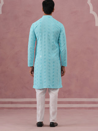Sequin-Embellished Rayon Embroidered Kurta Pyjama