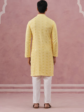 Sequin-Embellished Rayon Embroidered Kurta Pyjama