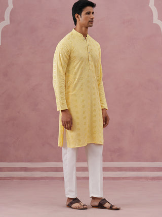 Sequin-Embellished Rayon Embroidered Kurta Pyjama