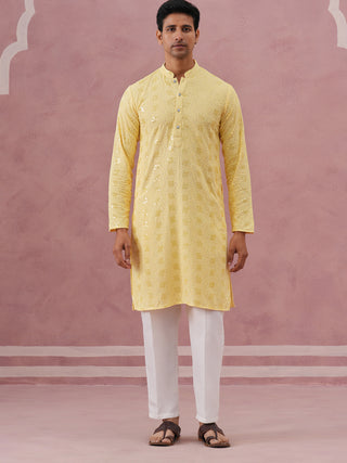 Sequin-Embellished Rayon Embroidered Kurta Pyjama