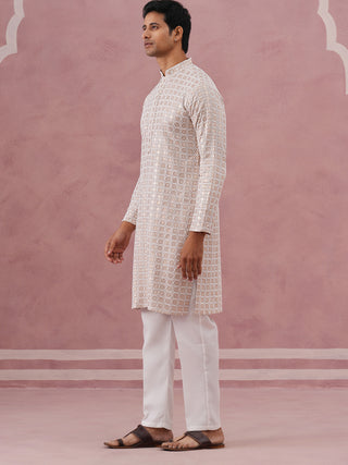 Men’s Rayon Sequin Embroidered Kurta Pyjama