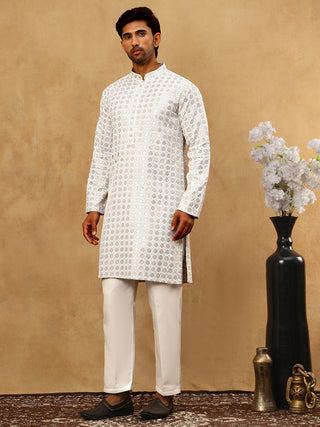 Men’s Rayon Sequin Embroidered Kurta Pyjama