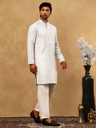 Men’s Rayon Sequin Embroidered Kurta Pyjama