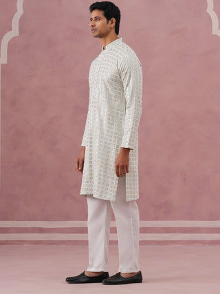Men’s Rayon Sequin Embroidered Kurta Pyjama
