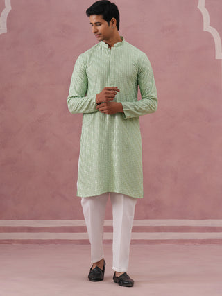 Rayon Embroidered Kurta Pyjama for Men