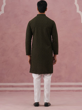 Traditional Cotton Blend Embroidered Kurta Pyjama