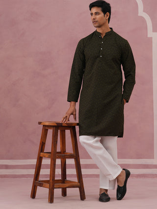 Traditional Cotton Blend Embroidered Kurta Pyjama