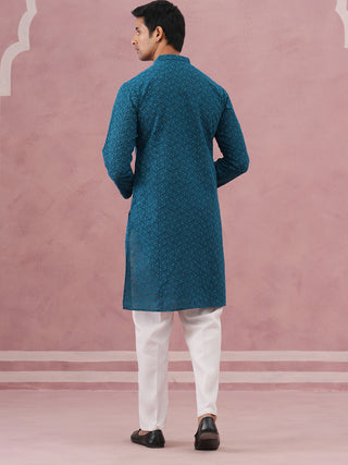 Traditional Cotton Blend Embroidered Kurta Pyjama