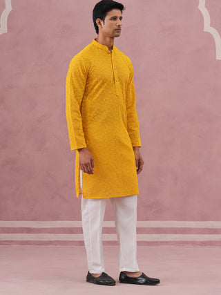 Traditional Cotton Blend Embroidered Kurta Pyjama
