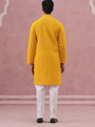 Traditional Cotton Blend Embroidered Kurta Pyjama