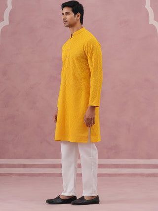Traditional Cotton Blend Embroidered Kurta Pyjama