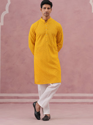 Traditional Cotton Blend Embroidered Kurta Pyjama