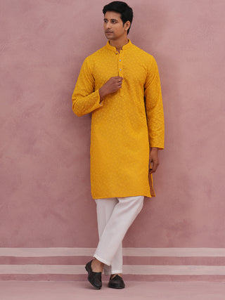 Traditional Cotton Blend Embroidered Kurta Pyjama