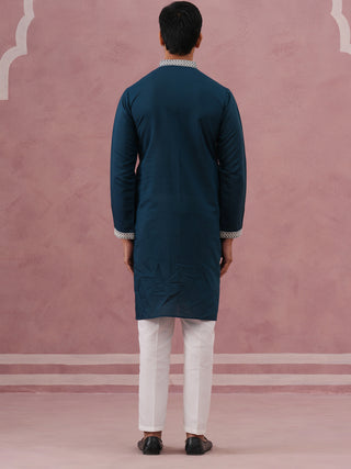 Silk Blend Ethnic Embroidered Kurta Pyjama for Men