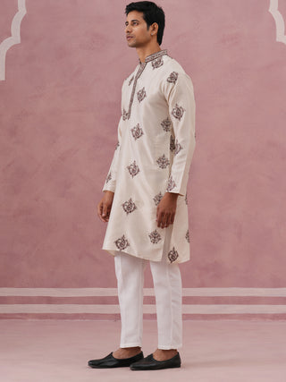 Silk Blend Black Kurta Pyjama Set for Men