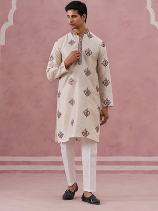 Silk Blend Black Kurta Pyjama Set for Men